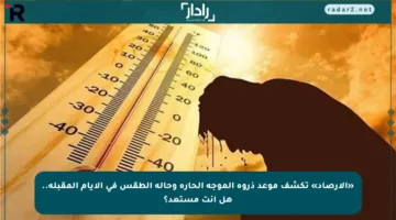 «الأرصاد» تكشف موعد ذروة الموجة الحارة وحالة الطقس في الأيام المقبلة.. هل أنت مستعد؟